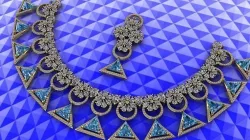 Diamond Beautiful Neckless-Earring 3D model