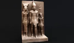 Egyptian King Menkaure With Hathor and Theban God 3D model