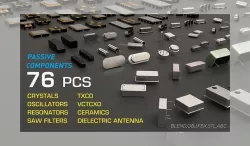Electronic 76 Passive Components Crystal Oscillator Resonator 3D model