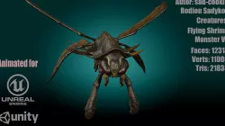 Flying Shrimp Monster V2 Low-poly 3D model