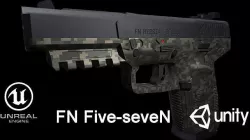 FN Five seveN and Bullet Low-poly 3D model