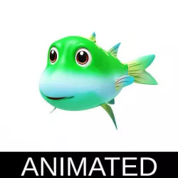 Greenback Mullet Fish Cartoon Style Animated Low-poly 3D model