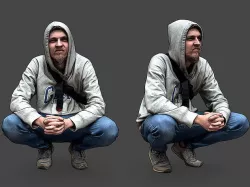 Guy Squatting 3D model