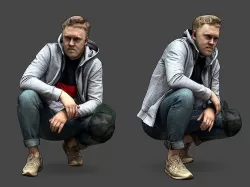 Guy Squatting 3D model
