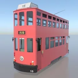 Hong Kong Tram 9 Different Colors PBR Low-poly 3D model
