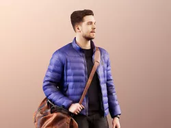 Kilian 11584 - Man Standing Warm Clothes With Leather Bag 3D model