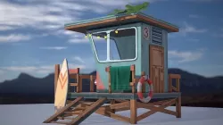 Low poly model of a beach lifeguard house Low-poly 3D model