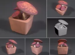 Low-poly stylized glowing mushroom pot Low-poly 3D model