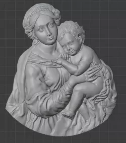 Madonna and Baby Jesus Highly Detailed 3D Bas Relief 3D model