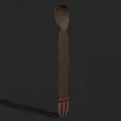 Medieval Spoon Fork Low-poly 3D model