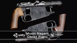Mosin Nagant Obrez Pistol Low-poly 3D model