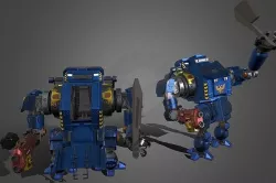Omech dieselpunk mecha Low-poly 3D model