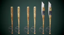 Post apocalyptic baseball bat set Low-poly 3D model
