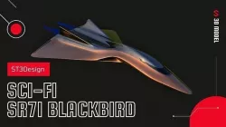 Sci-fi air fighter inspired by the SR71 blackbird 3D model