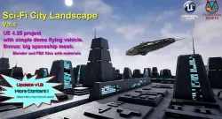 Sci-Fi City Landscape UE4 Low-poly 3D model