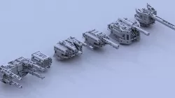 Sci-Fi Gunner Gun Turret Spaceship Military Ship Pack 3D model