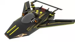 Sci-Fi Space Battleship With Neon Lights C-10 Low-poly 3D model