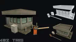 Security Booth Low-poly game ready 3D model Low-poly 3D model