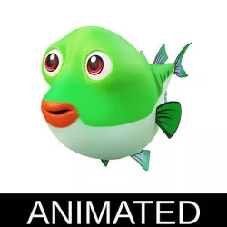 Striped Bass Fish Cartoon Style Animated Low-poly 3D model