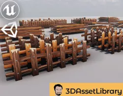 Stylized Fence Set Vol 1 For Unreal And Unity Low-poly 3D model