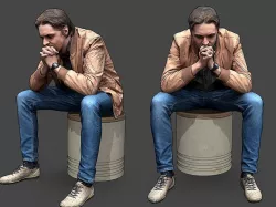Stylized Man Character Sitting 3D model