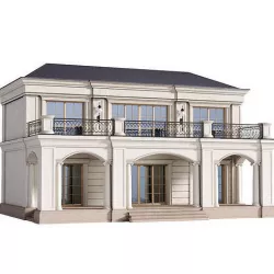 The facade of a private house in a modern light classic   3D model