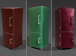 Three Curved Low-poly Cartoony Fridges Low-poly 3D model