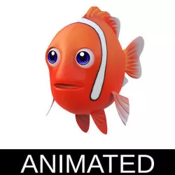Tomato Clown Fish Cartoon Style Animated Low-poly 3D model