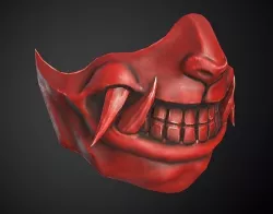 Traditional Japanese  Samurai Demon Oni Mask Low-poly 3D model