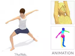 Warrior 2  Yoga Exercise Woman Animation Low-poly 3D model