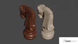 Wooden Knight Chess Pieces 3D model