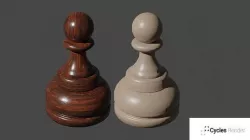 Wooden Pawn Chess Pieces 3D model