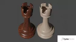 Wooden Rook Chess Pieces 3D model