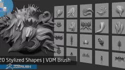 Zbrush - 20 Stylized Shapes VDM Brush 3D model