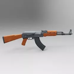 AK 47 Low Poly Mobile Game Ready model Low-poly 3D model
