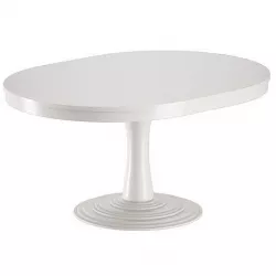 Aniston White 45 Round Extension Dining Table Open 3D model