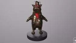 Cartoon cat bronze sculpture game ready Low-poly 3D model
