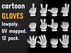Cartoon glove hand with 4 fingers Low-poly 3D model