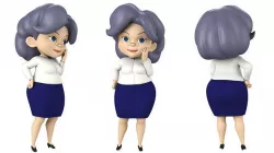 Cartoon  Middle age Women  office worker  Rigged 3D model