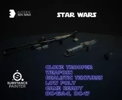 Clone trooper weapon pack Low-poly 3D model