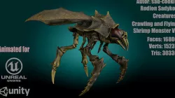 Crawling and Flying Shrimp Monster V3 Low-poly 3D model