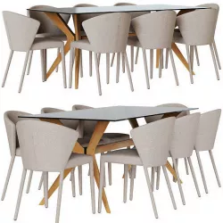 Diningroom set CALLIGARIS chair AMELIE and table TOKYO 3D model