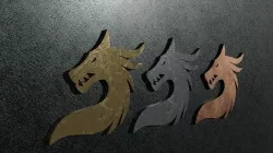 Dragon head2 emblem gold iron copper 3D model 3D model