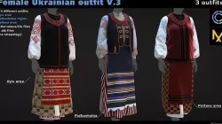 Female Ukrainian outfit V3  3 different outfits 3D model