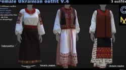 Female Ukrainian outfit V4 3 different outfits 3D model