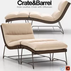 HALE Leather Chair with Ottoman 3D model