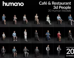 Humano 20-Collection 06 CAFE RESTAURANT SITTING 20 x 3D models  3D model