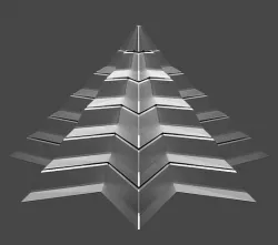Iron Pyramidal Structure 8 Corners Lit Interstices with Angles Low-poly 3D model