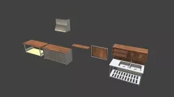 Kitchen table set Low-poly 3D model