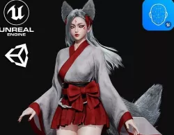 Kitsune - Game Ready Low-poly 3D model